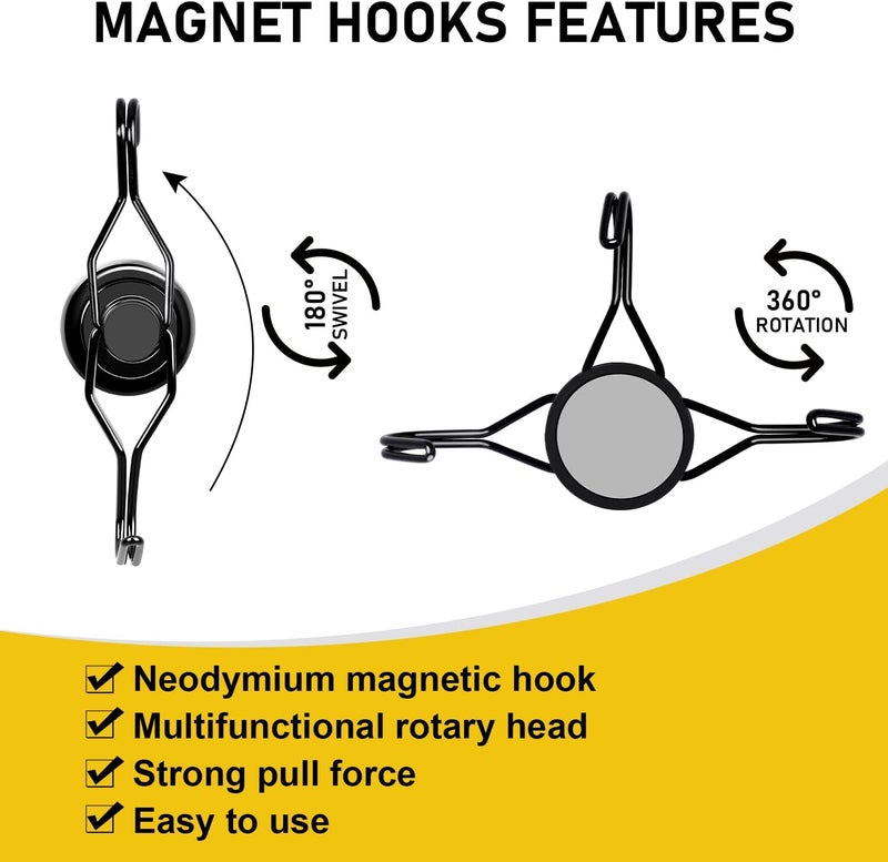 LOVIMAG Hooks, 120lbs+ Magnetic Magnet Hook 2025 Cruise Cabin Ship Essentials Heavy Duty Strong Refrigerator Fridge Hanging for Classroom Beach Vacation Kitchen Grills Home Mug Hanger (8 Pack), Black - Image 5